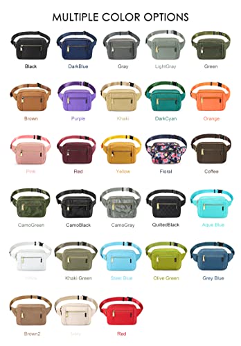 Zorfin Fanny Packs For Women Men, Fashion Waist Pack Belt Bag With 5 Zipper Pockets Adjustable Belt, Casual Hip Bum Bag For Travel Shopping Hiking Cycling Running (Brown) #TOP5