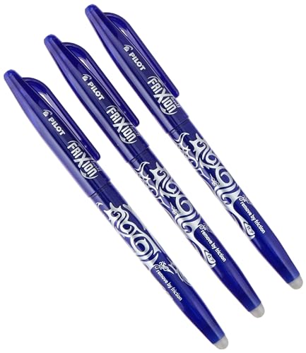 Pilot Frixion Balpen, blauw, uitwisbaar (3 stuks) inclusief gum