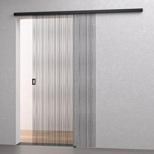 Mai & Mai Porta Scorrevole in Vetro Temperato 8mm con Sistema Softclose, Binario e Maniglia in Lega di Alluminio per Bagno Cucina Studio Ufficio, 77.5x205cm, Muranino-001