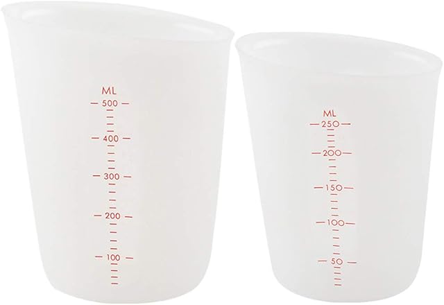 2 Pcs Silicone Cups for Resin,250/500ml Measuring Cup Precise Scale Clear Graduated Cups Non Stick Mixing Cups Epoxy Resin Cups for Handmade Craft Epoxy Resin Casting Molds Art Waxing Kitchen (Clear)