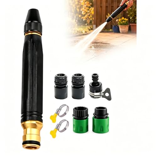 Heavy Duty Adjustable Hose Nozzle Pressure Washer Upgraded Hose with Connector Set Direct spray gun Power Jet Water Sprayer Multi Function Watering Sprayer For Car Cleaning Driveway Cleaning