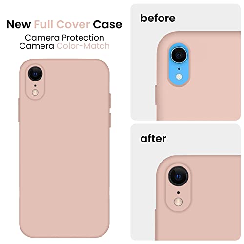 Firenova Iphone Xr Case, Silicone Upgraded [Square Edges] & [Camera Protecion] Phone Case With Soft Anti-Scratch Microfiber Lining, 6.1 Inch, Pinksand #TOP3
