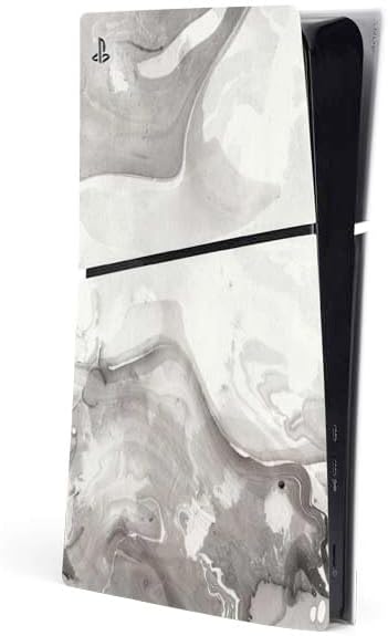 Skinit Decal Gaming Skin Compatible with PS5 Slim Digital Edition Console - Grey Marbling Design