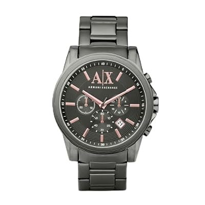 Armani Exchange Orologio da uomo, cronografo al quarzo, cassa in acciaio inossidabile 45 mm con bracciale in acciaio inossidabile, AX2086, Grigio