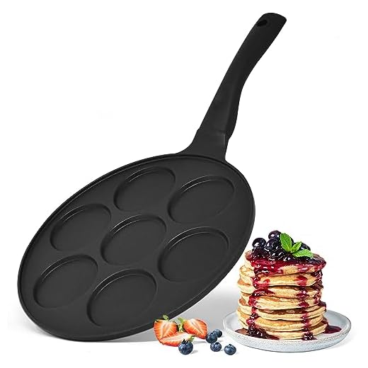 joeji's Kitchen Padella Pancake a 7 Fori 26,5 cm- Leggera Antiaderente in Alluminio - Gas Induzione Elettrico - Mini Pancake Frittelle Crepes per Cottura Senza Grassi e Divertente