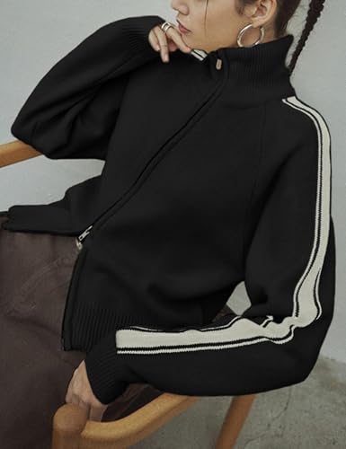 Image of Qiaomai Womens Cardigan Sweaters Zip Up Long Sleeve Knit Sweater Jacket Open Front Outerwear Coats