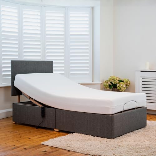 Backcarebeds Swift Adjustable Electric Single Bed with Memory Foam Mattress (Woven Graphite) Adjustable Single Bed with Mattress Included. Includes Base, Headboard, Mattress & Mechanism.