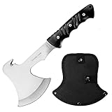 Omesio Axt Bushcraft Beil für Holz | Full Tang Axt Survival Spaltaxt | Robuste Axt Outdoor Wurfaxt Handbeil | Scharfe äxte Tomahawk Axe Tactical Axholz Outdoor Ausrüstung Camping Klein, Schwarz