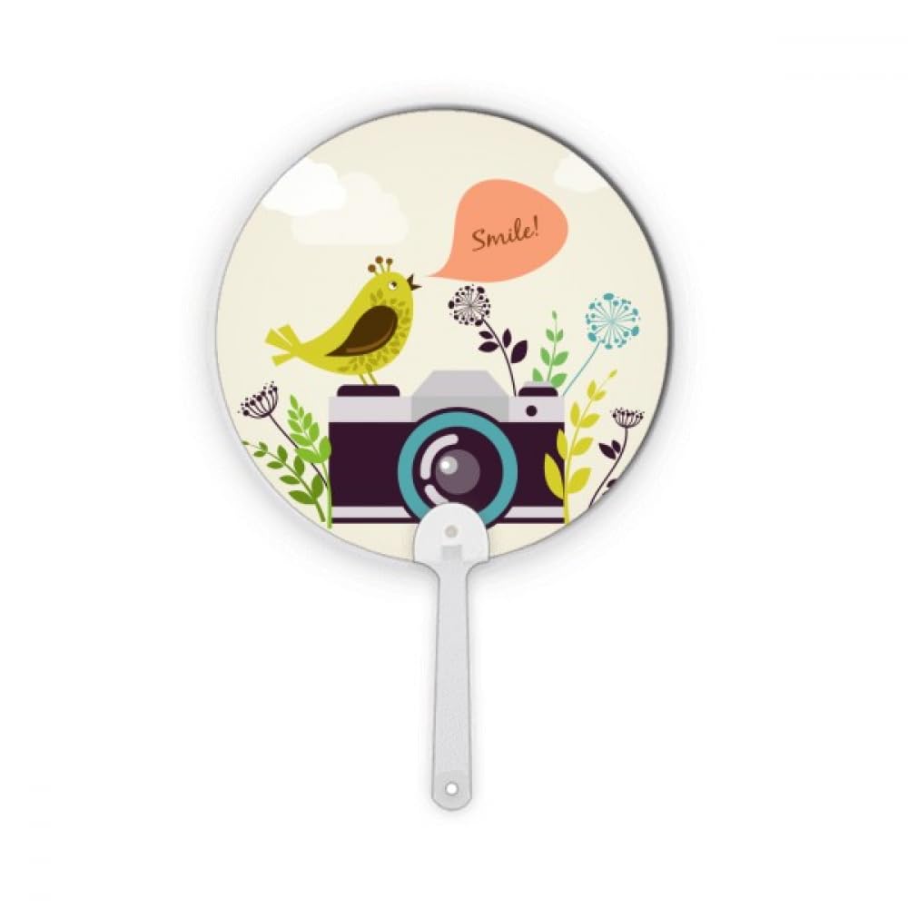 Oiseau sur appareil photo fan rond portable pour fraîcheur en terrasse