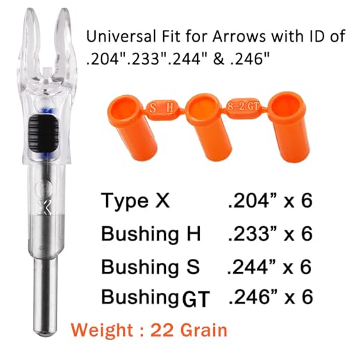 Image of 6PCS X Lighted Nocks for Arrows with .204 .233 .244 .246 Inside Diameter with H, S, GT Bushings High-Visibility LED Arrow Nocks, ON /Off Switch Included