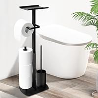 Edelstahl Klopapierhalter Stehend mit Klobürste - Toilettenpapierhalter mit Feuchttücherbox, Toilettenpapierhalter mit WC Bürste Stand WC Garnitur für Toilettenpapier & Toilettenbürste