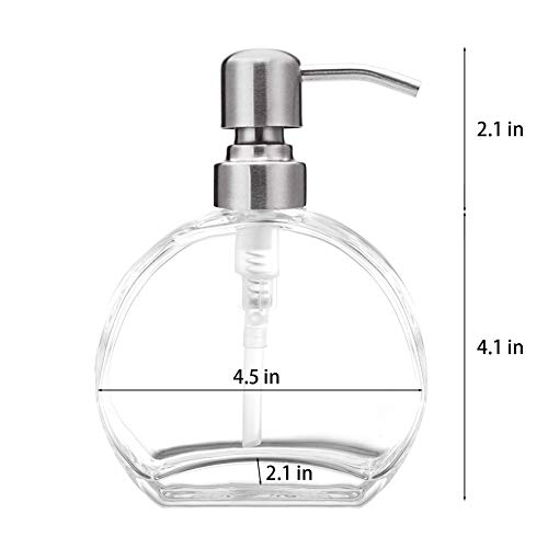 Bzoosiu Glass Soap Dispenser With Rust Proof Stainless Steel Pump, Refillable Kitchen & Bathroom Countertop Dish Soap Dispenser For Essential Oils, Lotions, Liquid Soaps, Brushed Nickel #TOP5