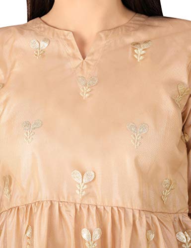 Image of UNFAKENOW Women Trendy Indo Western Casual wear Stylish Going Out Peplum Cotton top Ladies Floral Print Ruffled Plus Size Party net Tunic Long Bell Sleeve Pleated Fancy Nice top