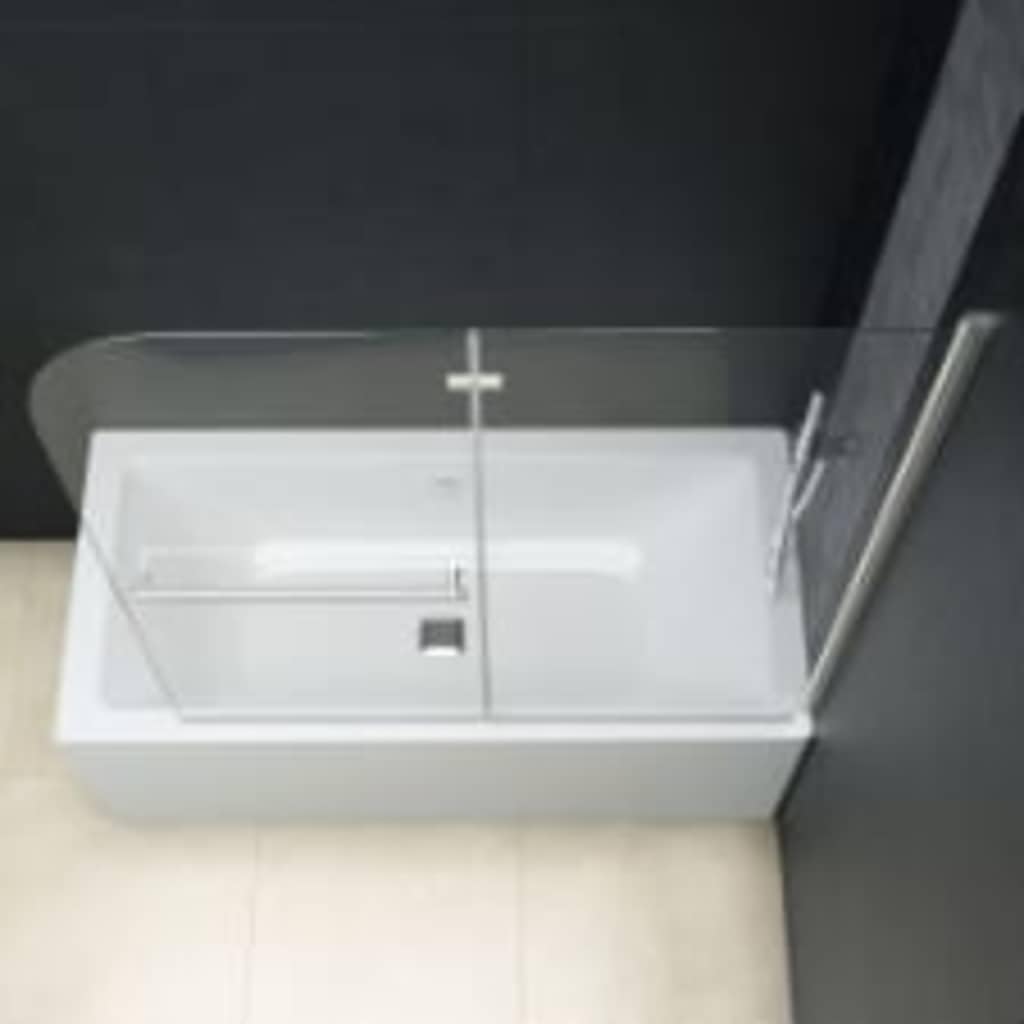 Cabina de ducha de 120 x 140 cm, cabina de ducha de vidrio templado con 2 paneles con barra de toalla, mampara de ducha plegable, perfiles cromados y cristal de seguridad para baño elegante, fácil