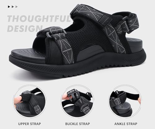 Oncai Hiking Sandals For Men,Arch Support Walking Trail Man Fisherman Sandles,Breathable Mesh Water Beach And Orthopedic Father Sports Recovery Sandals With Adjustable Strap Black Size 10 thumb #1