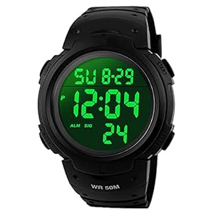 Mens Digital Watches, 5 ATM Waterproof Sport Watch with Alarm/Stopwatch Black Big Face Running Military Wrist Watch with…