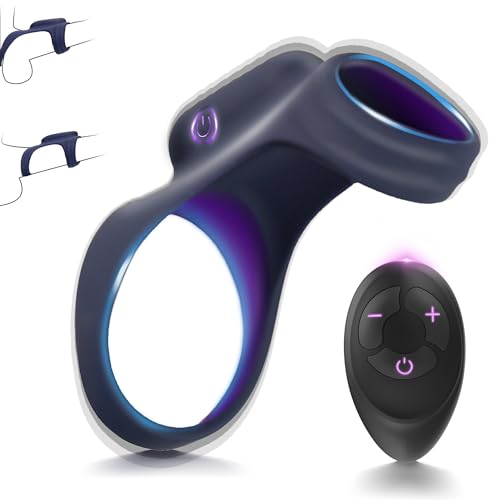 QgLust Penisring Eichelring Drahtlose Fernbedienung Vibrator 10 Frequenz Vibration für Potenzsteigerung Eichelring Penis Verdickung Hodenringe SM Silikon Cockring Bondageset Sexspielzeug für Männer