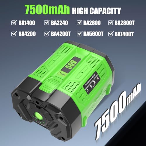 Image of 1Pack 7.5Ah 56Volt Battery Replacement for EGO Battery(Green) | Compatible with EGO 56V BA1400T BA2800T BA4200T BA2240 Battery Power Tools