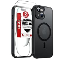 LeYi Handyhülle für iPhone 15 Hülle für Panzerglas 2X mit Magsafe Kameraschutz Ultra Dünn, Slim Magnetisch Schutzhülle Schutzglas Matt Transluzent Phone Case i Phone15 iphon15 - Schwarz