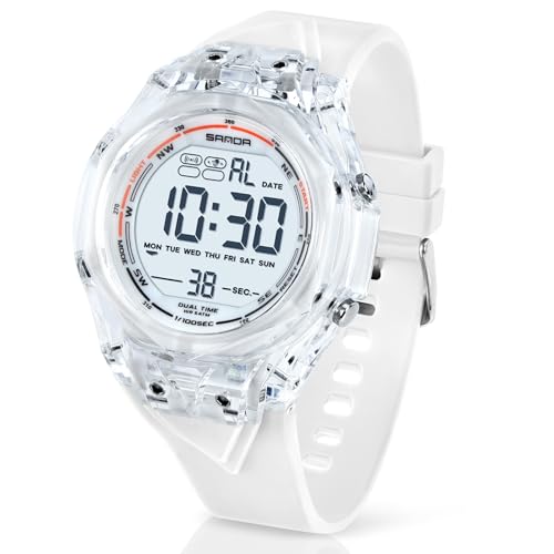 TICKEEN Orologio da Uomo Orologio Digitale Sportivo Orologi Militari Impermeabili con Allarme/Conto Alla Rovescia/Cronometro/Luce/Segnale Orario/Orologio da Polso Militare Multifunzionale (Bianco)