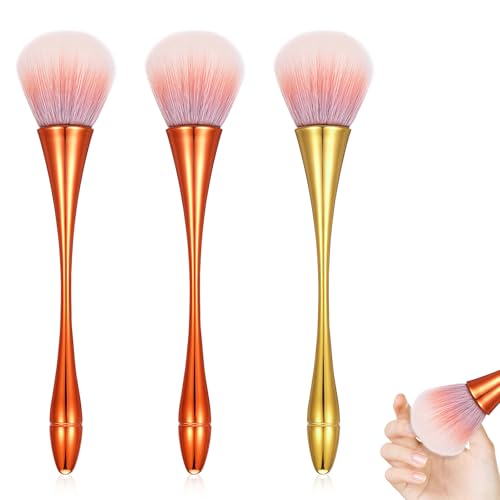 Ptwola Set di 3 pennelli per la polvere delle unghie, grandi pennelli per il trucco, per manicure, per la pulizia delle unghie, per la pulizia della polvere