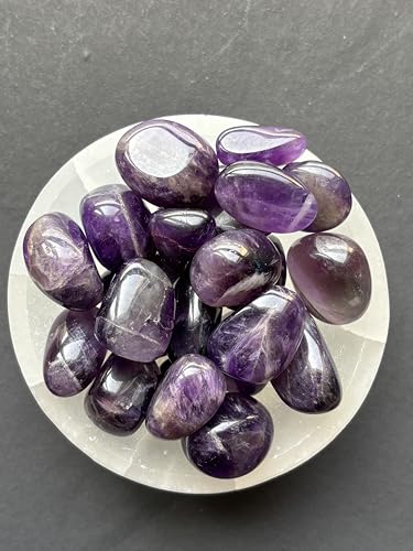 Image of Tumbled Stones, Natural Crystal Healing Stones, Home Office Decor, Aquarium Decorative Pebbles, Vase Fillers (Amethyst, 50)