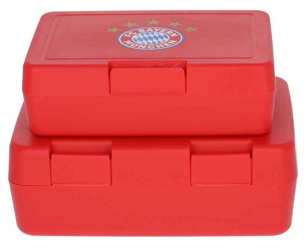 FC Bayern München Brotdose - 5 Sterne - 2er-Set Brotbüchse | Rot | Frühstücksbox FCB