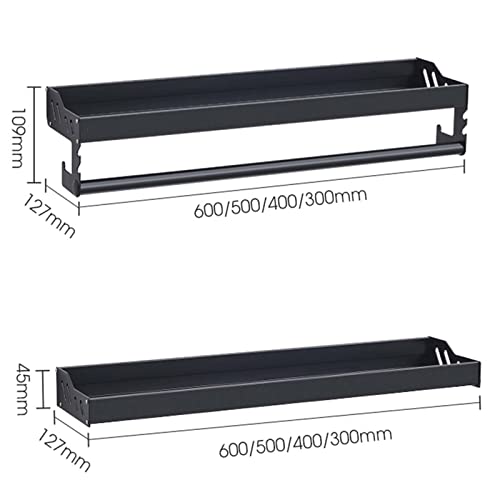Cesta de ducha negra de 2 niveles y 50cm con ganchos multiusos 4