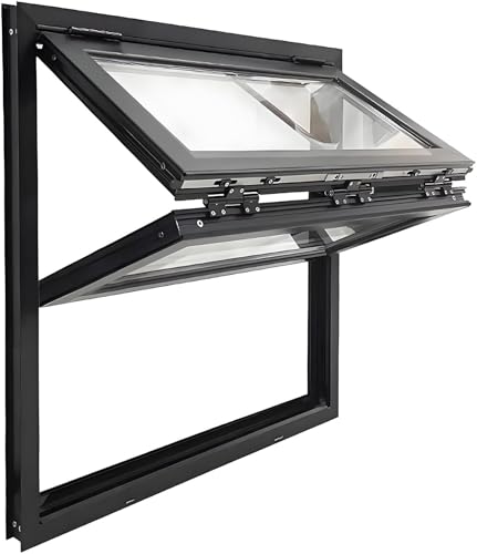 Ventanas corredizas plegables, ventana de concesión con marco de aluminio, ventana de servicio de comida de arriba a abajo, ventana de guillotina doble para floristería,25.6x39.3in/65x100cm