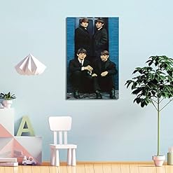 Poster décoratif sur toile pour chambre à coucher et chambre à coucher des Beatles (60 x 90 cm) - Les Beatles, Paul McCartney, John Lennon, RIngo Starr, George Harrison Poster décoratif sur toile pour chambre à coucher et chambre à coucher des Beatles (60 x 90 cm) – Image 4