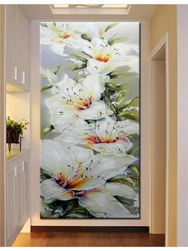 Diamond Painting Bouquet de Lys pour Créer une Décoration Murale Salon Lumineuse en Famille