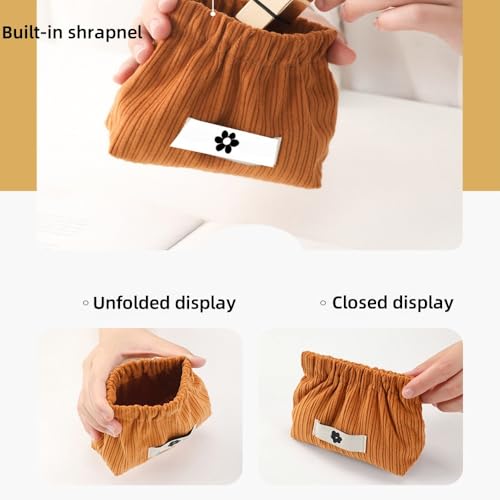 Cautious Corduroy Elastic Hair Tie Organizer,Corduroy Elastic Storage Bag,Elastics Storage Bags for Purse,Corduroys Hair Tie Pouch (E)3