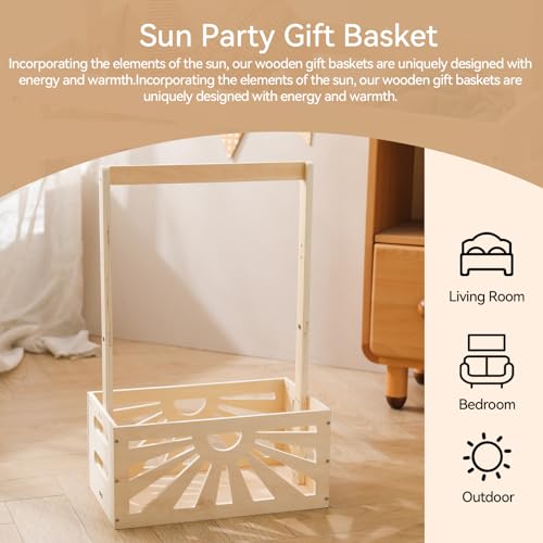 Wooden Baby Shower Crate Closet, Baby Basket with Adjustable Handle, Baby Clothing Rack，Storage Crate Hamper, Baby Shower Wooden Gift Crate, Baby Personailzed Basket for Pregnancy New Parent - Thumbnail 4