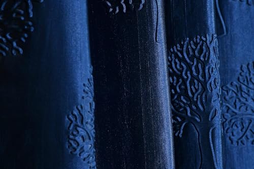 Image of Heavy Quality Punch Tree Curtains 5 Feet Long Set of 1 Pcs | Blue Window Curtains for Living Room, Bedroom | Lightweight 5 Feet Long Drapes for Home Decoration