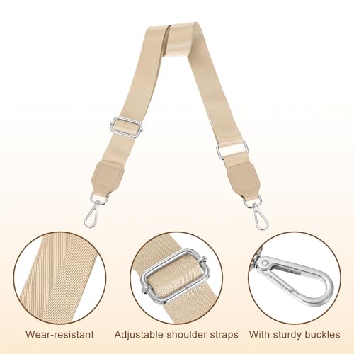 Image of uxcell Wide Shoulder Strap, 3.8cm Adjustable Purse Strap Replacement Crossbody Strap for Shoulder Bag Handbag, Light Gold, Silver Square Mouth Buckle