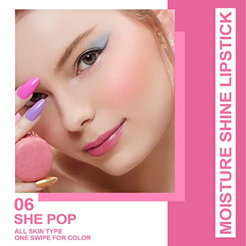 Oulac Pink Lipstick - Moisturizing Lip Stick Glossy Tinted Lip Balm, Sheer Shine Juicy Finish, Lightweight And Hydrating Formula For Dry Lip Care, Vegan 2.2G/0.07Oz (06) #TOP5