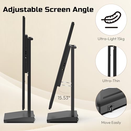 Image of 43 Inch Indoor Digital Signage Kiosk, Portable Digital Signage Display, LCD Advertising Screen, App Remote Control, Adjustable Angle