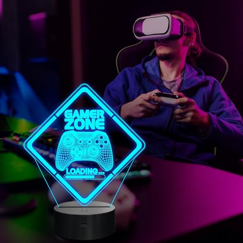 NALACAL Gamepad 3D Illusion Night Light - LED Lamp with 16 Colors, Touch and Remote Control - Ultimate Gamer Gift for Teens, Men, and Boys - Stylish Game Room Decor