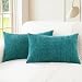 CaliTime Pack of 2 Cozy Bolster Pillow Covers Cases for Couch Sofa Home Decoration Solid Dyed Soft Chenille 12 X 20 Inches Teal
