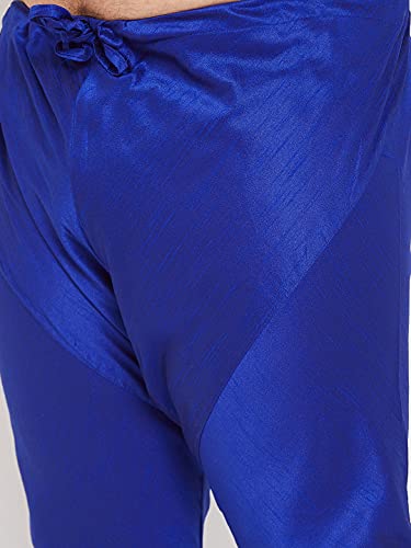 Image of VASTRAMAY Plus Size Men's Silk Blend Kurta Set-New Blue