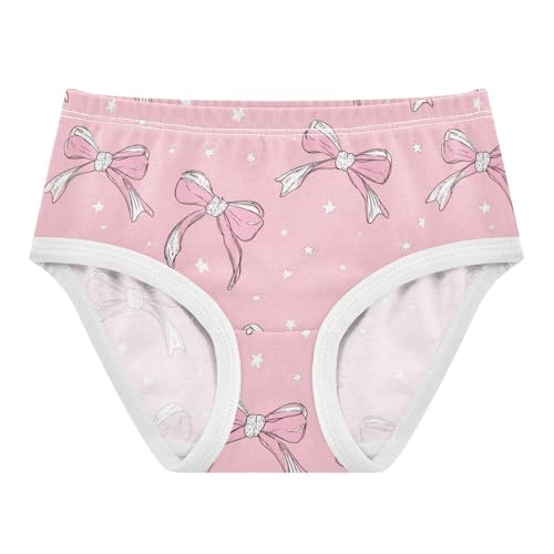 Wusikd Cute Pink Bows Ribbons (3) Girls' Underwear Cotton Girls Briefs Soft Toddler Underwear 2T
