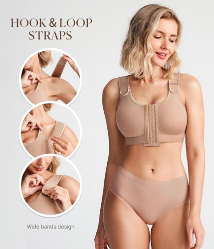 Image of BRABIC Post Surgery Compression Bras for Women Front Closure Mastectomy Bra with Wide Adjustable Straps Wirefree