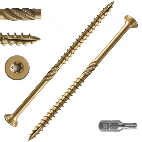 Wensilon #14 * 5" Yellow Deck Screws, 147pcs 5lbs 6.3x125mm Lag Screws