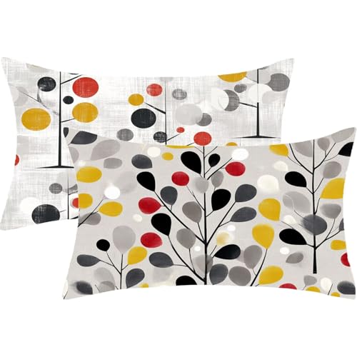 Cuscini per Divano Esterno Giardino Grigio Cuscino 25x50 Set di 2 Pianta Cuscini Decorativi Moderno Rettangolo Velluto Copricuscini Divano per Giardino Balcone Decorazioni Autunnali, Regalo Donna,J191