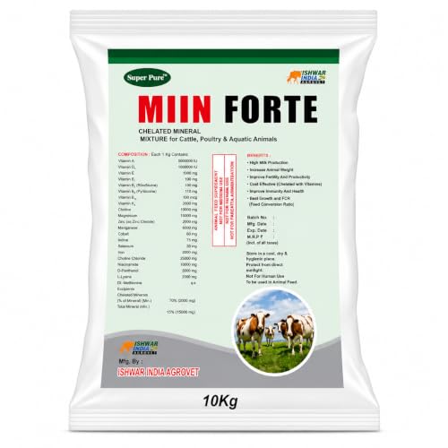 Image of MIIN Forte Pouch Pack | Mineral Mixture Powder for Cattle, Buffaloes, Goats & Sheep | Boosts Milk Yield, Growth, Immunity Booster | Powerful Chelated Minerals Mixture (10Kg)