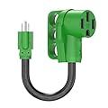 RVGUARD 50 Amp to 110 Volt RV Adapter Cord 12 Inch, NEMA 5-15P to NEMA 14-50R Electrical Power Adapter with LED Power Indicator, Green, ETL Listed