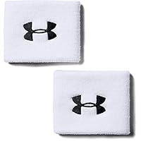 Under Armour Unisex UA Performance Wristband, 2er-Pack schweißableitendes Fitnessband, flexibles Schweißband mit Logo