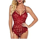 Erotische Dessous-Set Damen Sexy Sexy Tiefer V-Ausschnitt Halfter Spitze Damen Reizwäsche Negligee Babydoll Unregelmäßiger Hem Nachtwäsche Spitze Nachthemd Lingerie Nachtkleid G-String Sleepwear