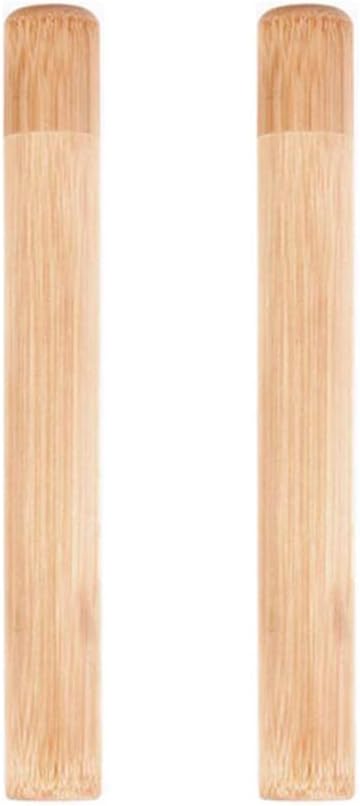 Vipolish 2 Pcs Estojo de Escova de Dente de Bambu Reutilizável e Portátil - Armazenamento Ecológico para Viagens