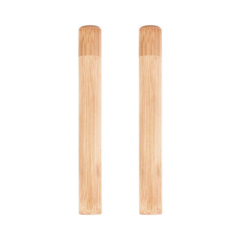 vipolish 2 Pcs Eco-friendly Healthy Natural Bamboo Toothbrush Storage Empty Portable Reusable Toothbrush Container Holder Personal Cleaning Tools Case Tube for Travel Trip